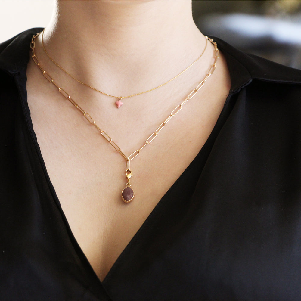 COLLIER TREFLE ROSE